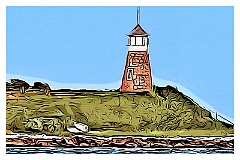 Point Gammon Light in Massachusetts. Digital painting.